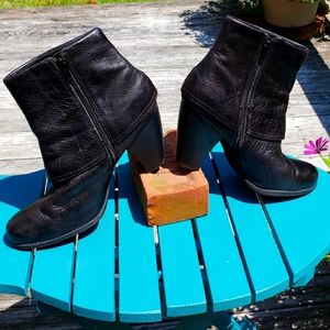 Born Distressed Black Leather Ankle Boots